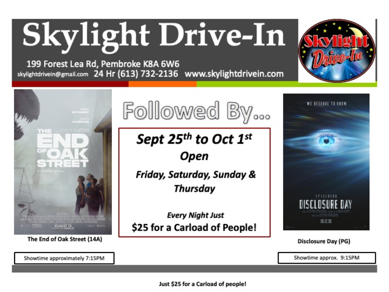 Skylight Drive-In! The End of Oak Street Followed By... Disclosure Day